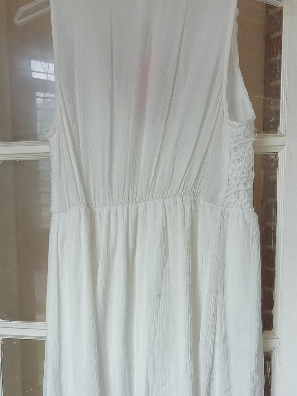 White Lace Bodice Button-Front Dress - Picture 3 of 5